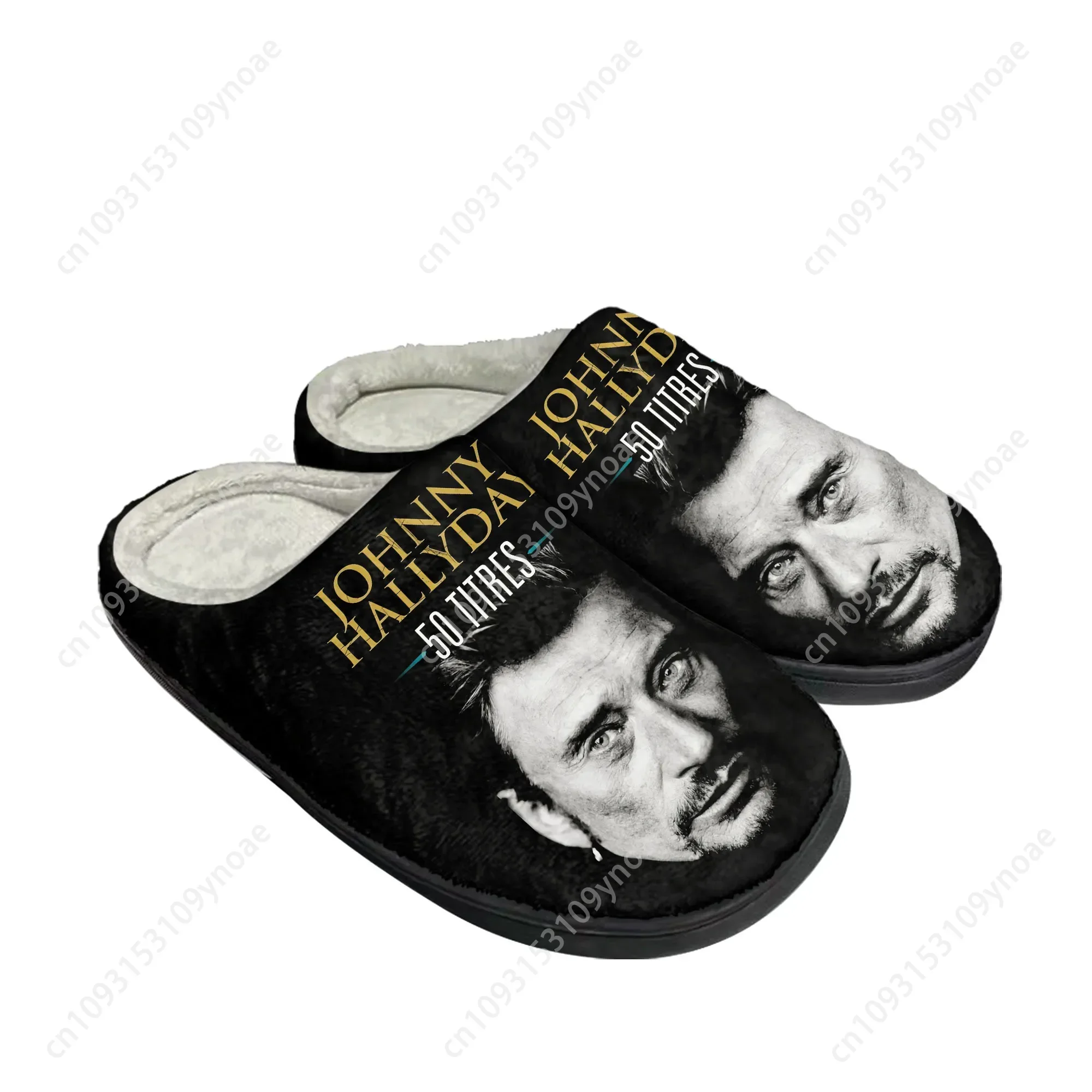 Johnny Hallyday Rock Singer Home Cotton Custom Slippers Mens Women Sandals Plush 3D Print Casual Keep Warm Shoes Thermal Slipper