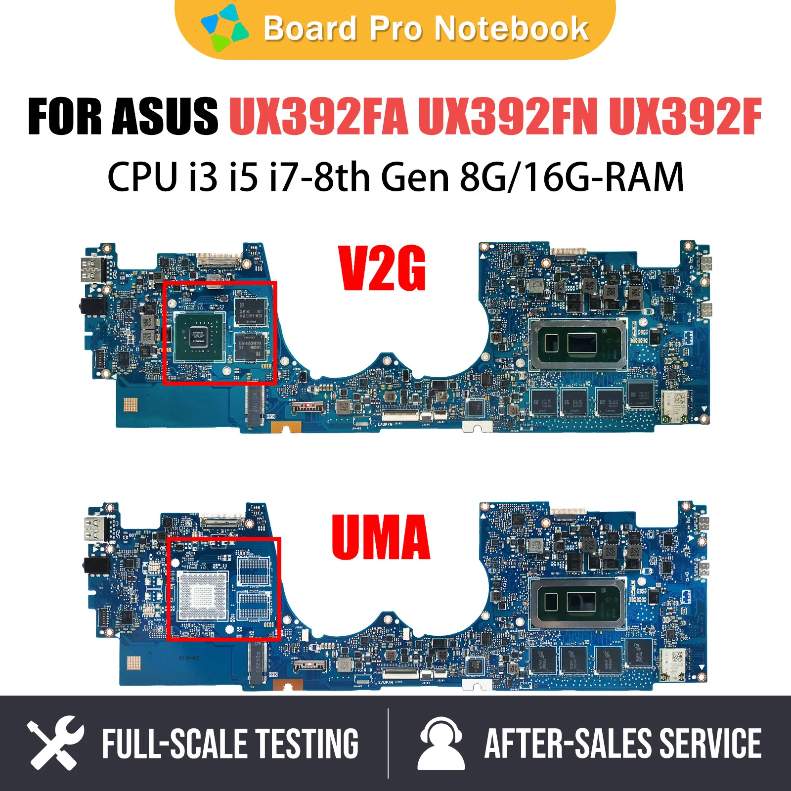 

SAMXINNO UX392F Motherboard For ASUS ZenBook UX392FA UX392FN UX3000X Laptop Motherboard I3 I5 I7 8th Gen CPU 8GB/16GB UMA/MX150