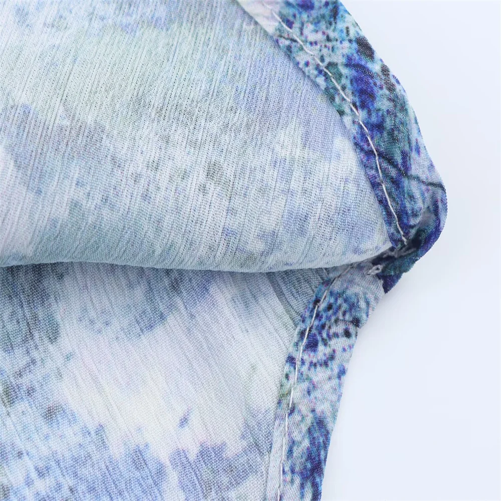 Chemise en mousseline de soie imprimée pour femmes, Style européen et américain, Simple, teinture par nouage, haut de protection solaire, nouvelle mode