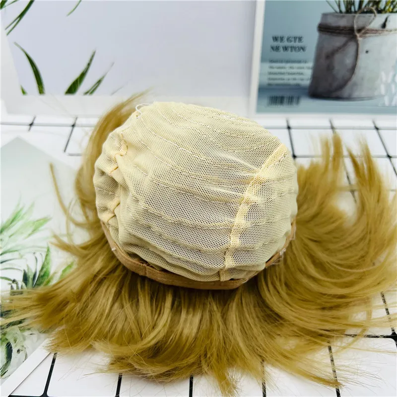 Reborn Doll Golden and Brown BOB hair Sticked Hair Wig Fits18--22inch Silicone Reborn Baby Dolls short Hair DIY Doll Accessory