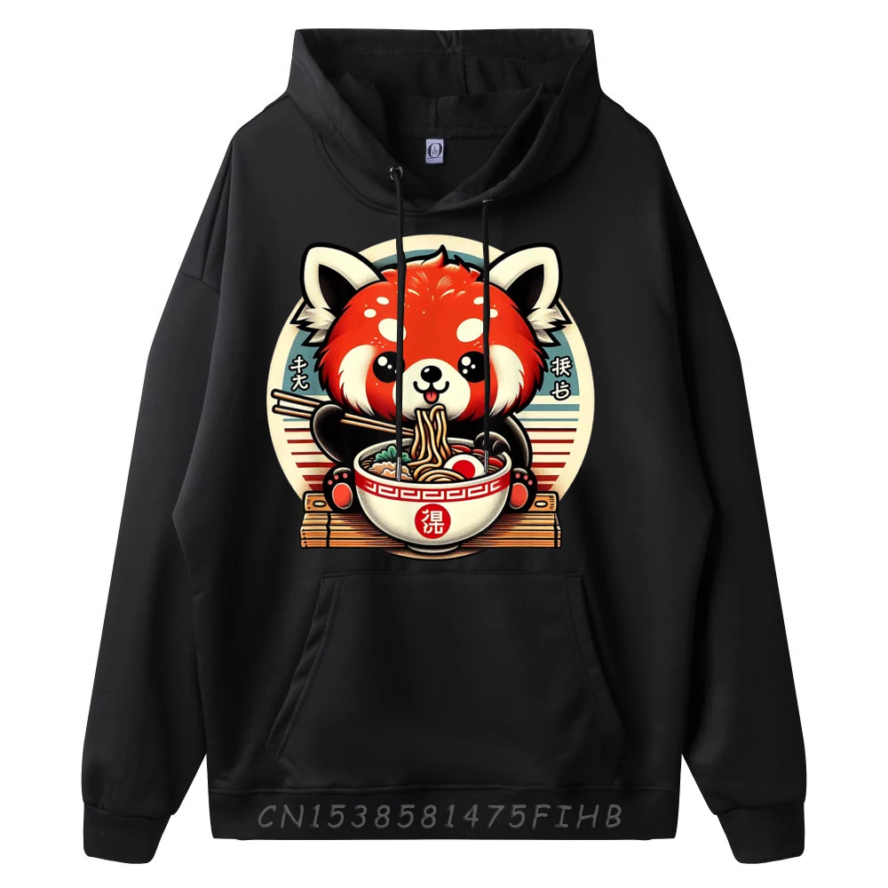 Red Panda Ramen Kawaii Neko Japanese Noodles Aesthetic White Hoodie Men Oversized Hoodie Birthday