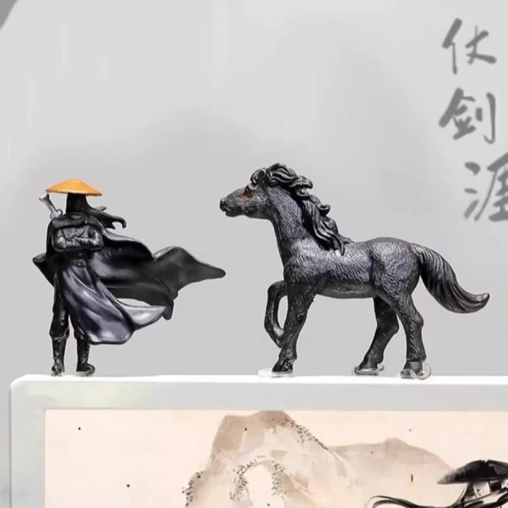 2/3/4pcs 5cm Chinese Swordsman Figure Creative Decorative Car Interior Decor Traditional Cool Car Dashboard Ornament