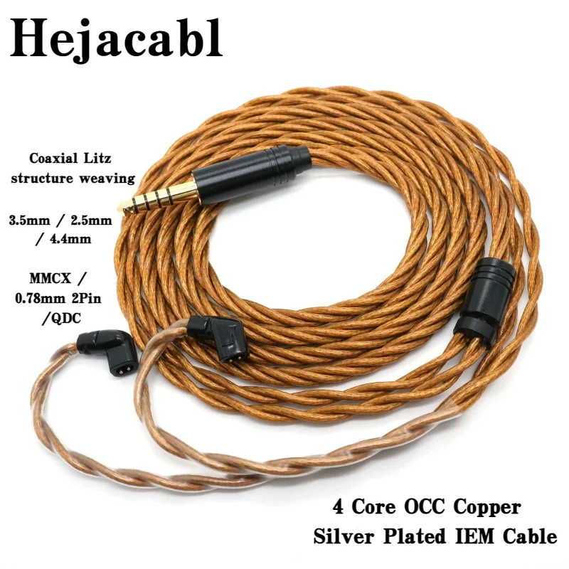 

Кабель Hejacabl 4-жильный OCC для модернизации с разъемами 3,5 мм/4,4 мм, совместимый с IE900/mmcx