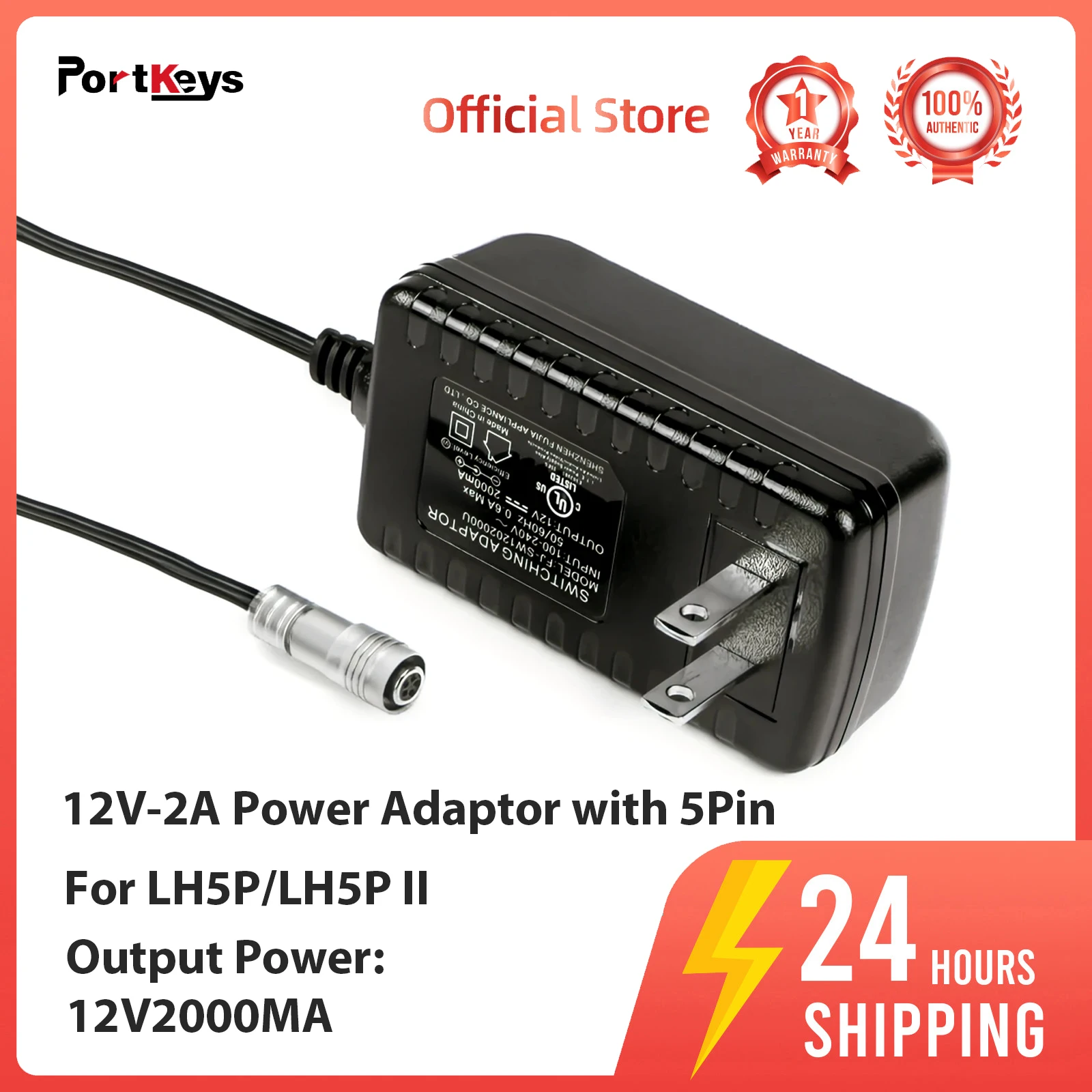 

PortKeys 12V-2A Power Adaptor with 5Pin Aviation Connector for LH5P/LH5P II Switching Adaptor