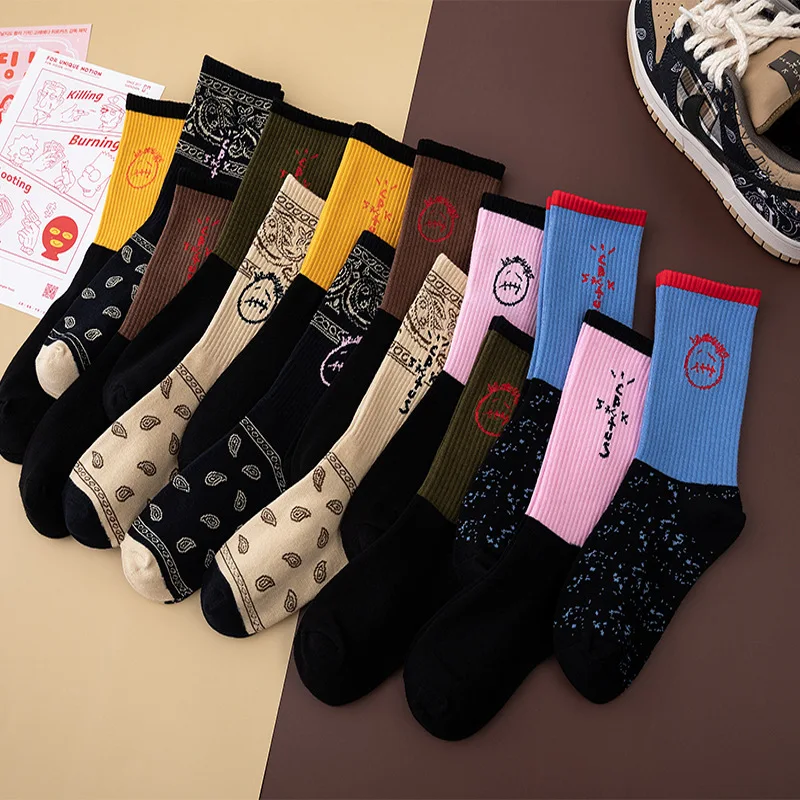 New Men\'s Socks hip-hop street skateboard Cactus Jack Skate Crew Socks Fashion Black Funny Mens Gifts Sock