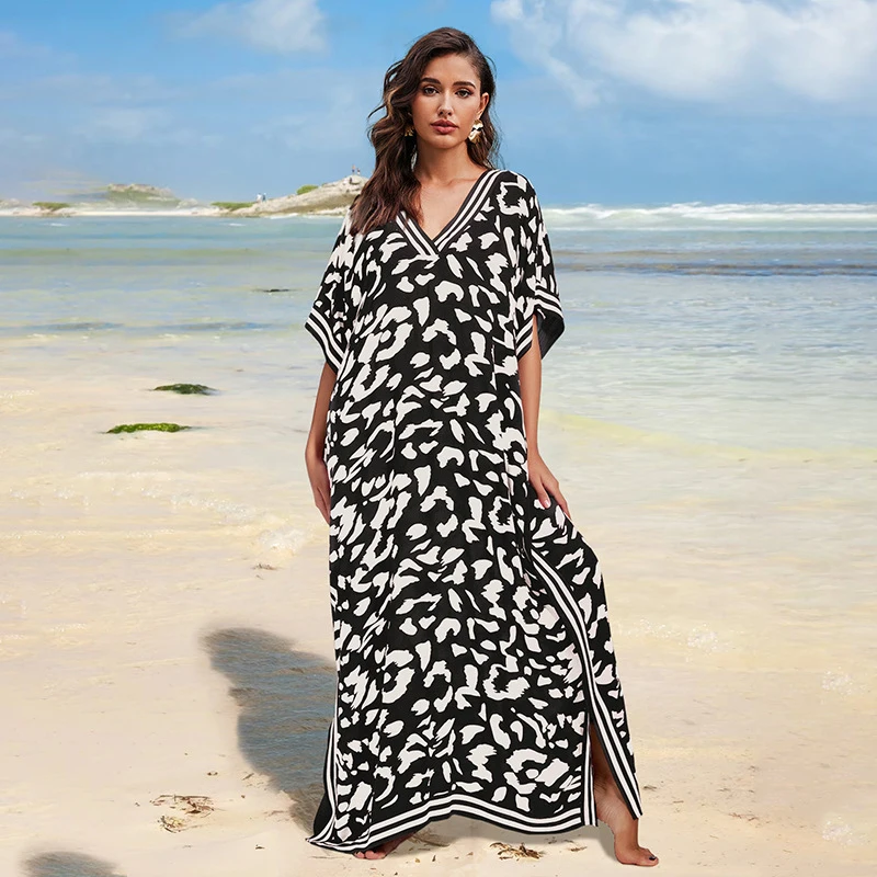 

Women Cotton Beach Cover Up Dress Oversized Flowy Summer Vacation Long Dress for Swimwear Bikini Outerwear Sun Protection