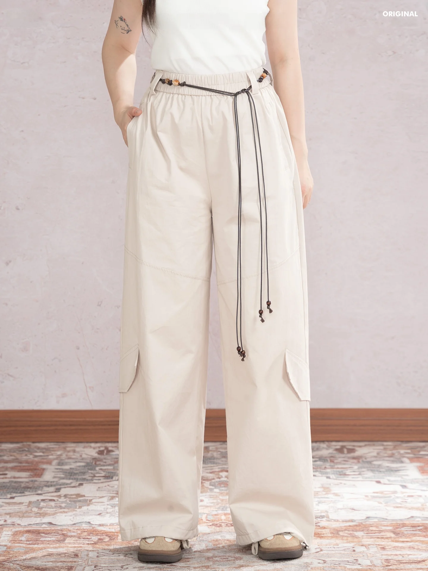 

Heynew Casual Wide Leg Workwear Pants plus Size Women's Faion Autumn New Sle Slimming Trousers for plus Size Ladies