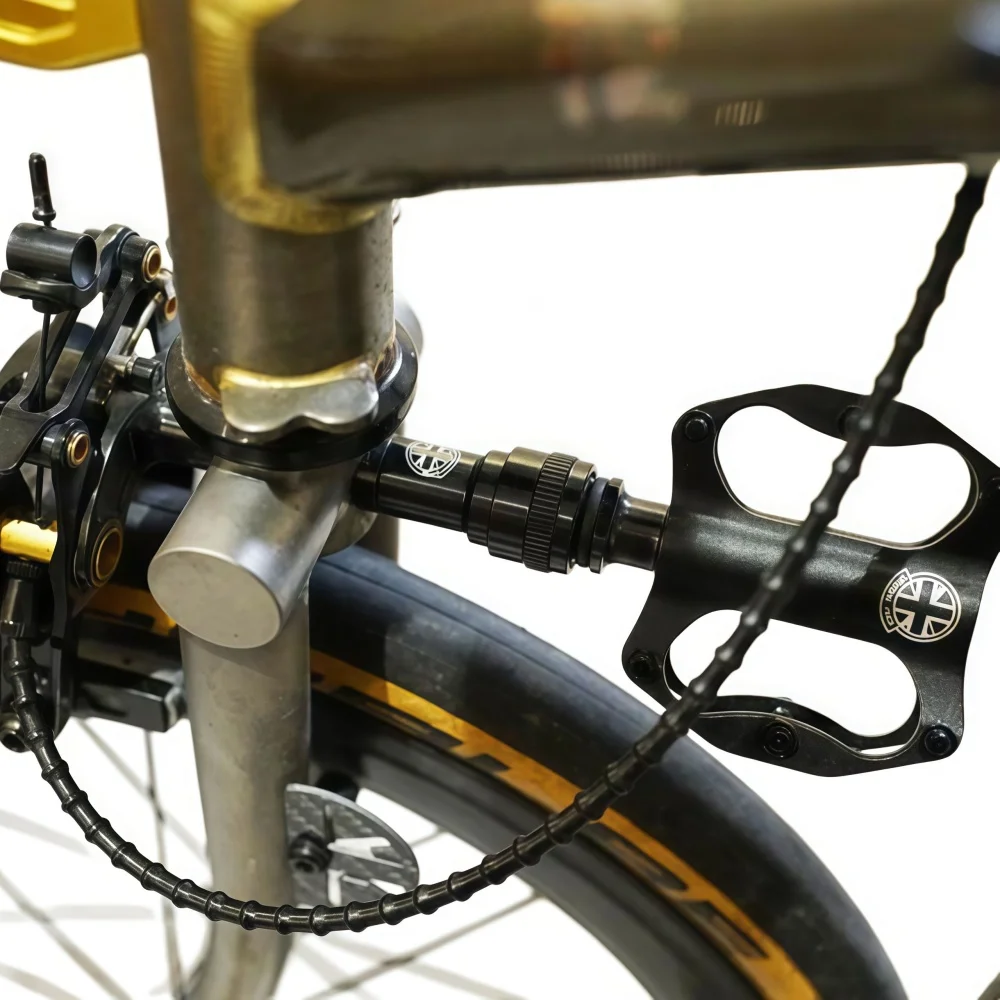 UnionJack Full CNC Aluminum Alloy Front Fork Pedal Rest for Brompton - Quick Release, Compatible with MKS Pedals