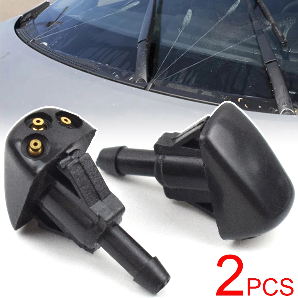 2Pcs Car Universal Front Windshield Wiper Nozzle Jet Spray Sprinkler Water Fan Spout Cover Washer Outlet Adjustment Accessories