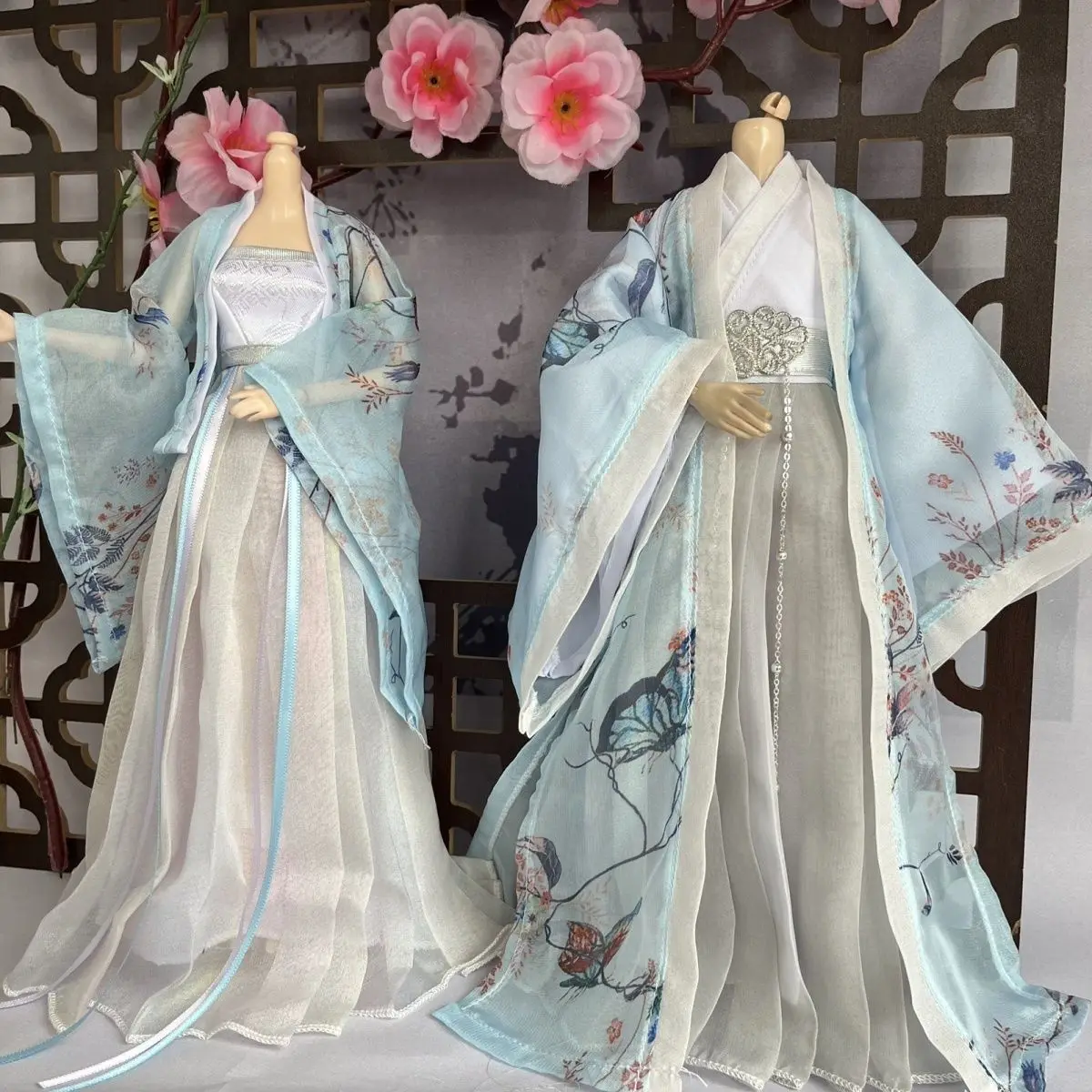 Moda 1/6 roupas de boneca terno para 30cm masculino ou feminino bjd boneca antigo casal roupa hanfu roupas boneca acessórios, sem boneca