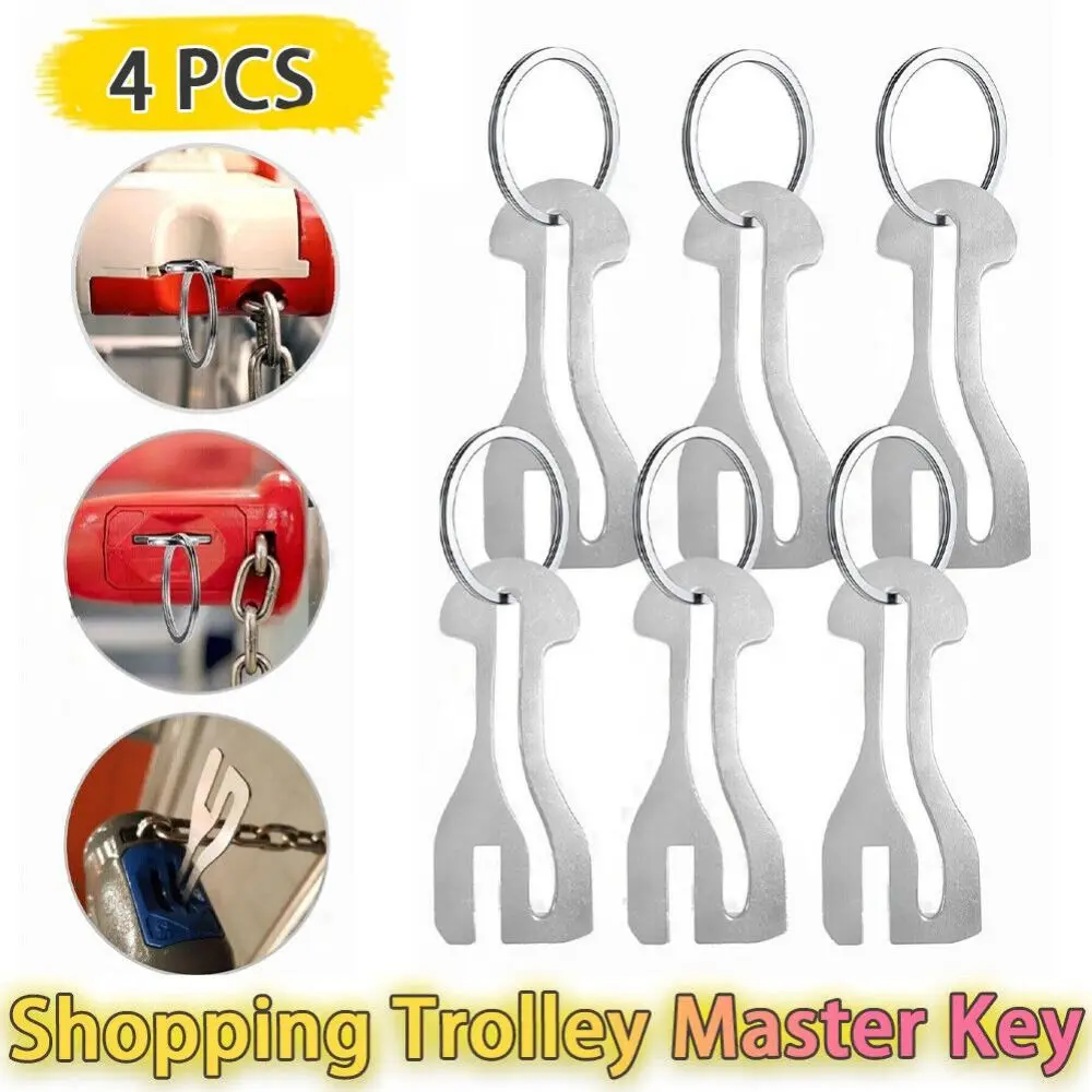 Durable Metal Trolley Master Key Token Detachable Coin Holder Substitute Coin Reusable Metal Keychain Gift