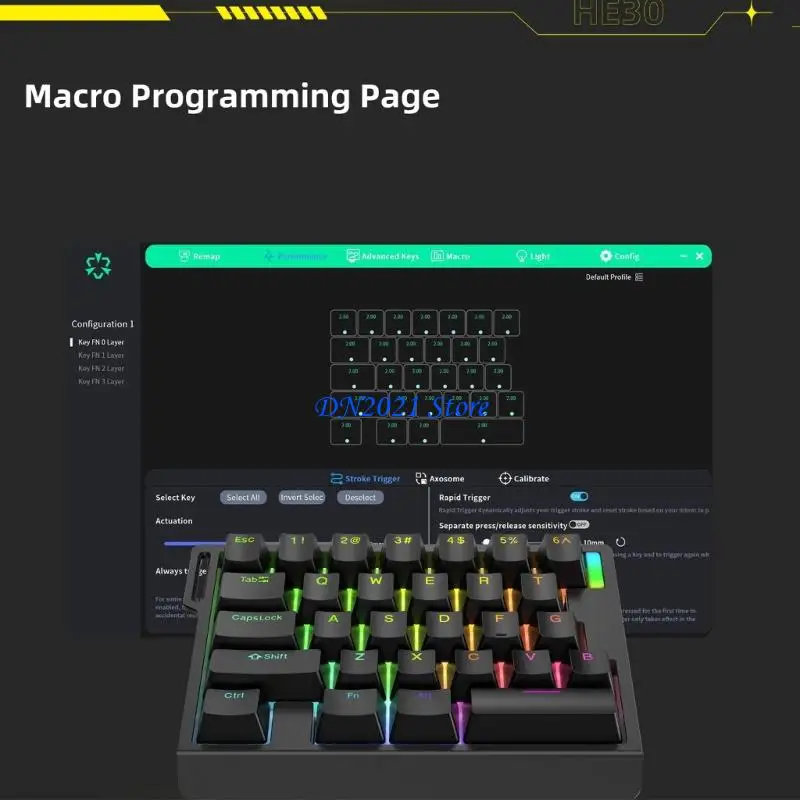 

F3KE Switching Gaming Keyboard Handed LED Hotswap Adjustable Actuation Keypad Ergonomic Mechanical Keyboard