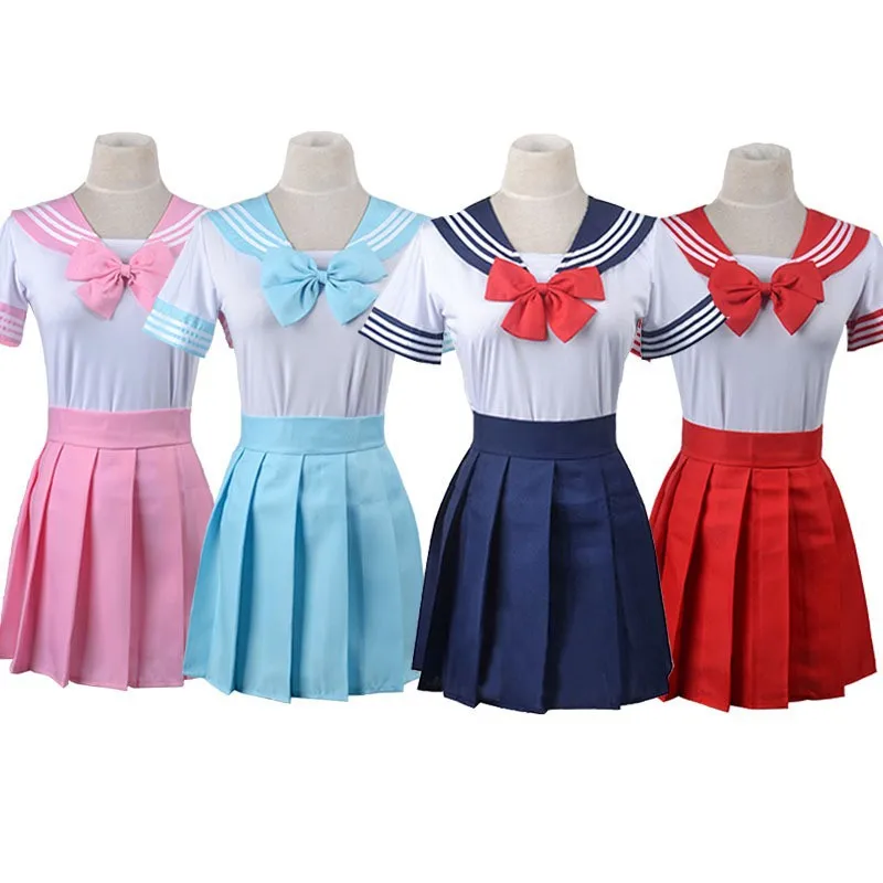 Tsukino-fantasia de cosplay de marinheiro para mulheres, vestido JK, rosa, azul, Usag, vermelho, saia de Halloween, estilo japonês, meninas, uniforme escolar