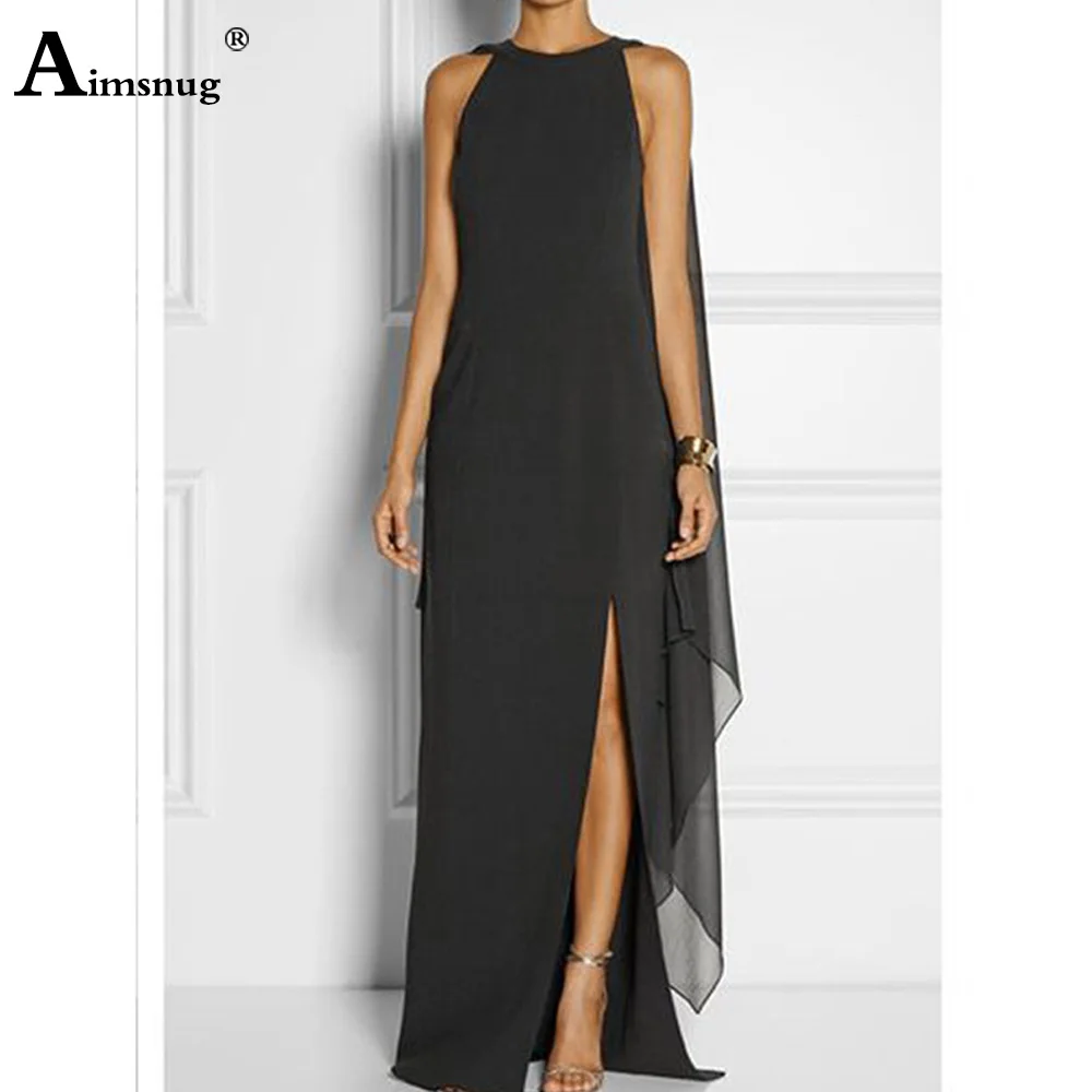 Women Elegant Long Maxi Dress Sleeveless Fashion Shawl Party Dresses 2023 Summer Chiffon Dress Oversize Womens longue prom gowns