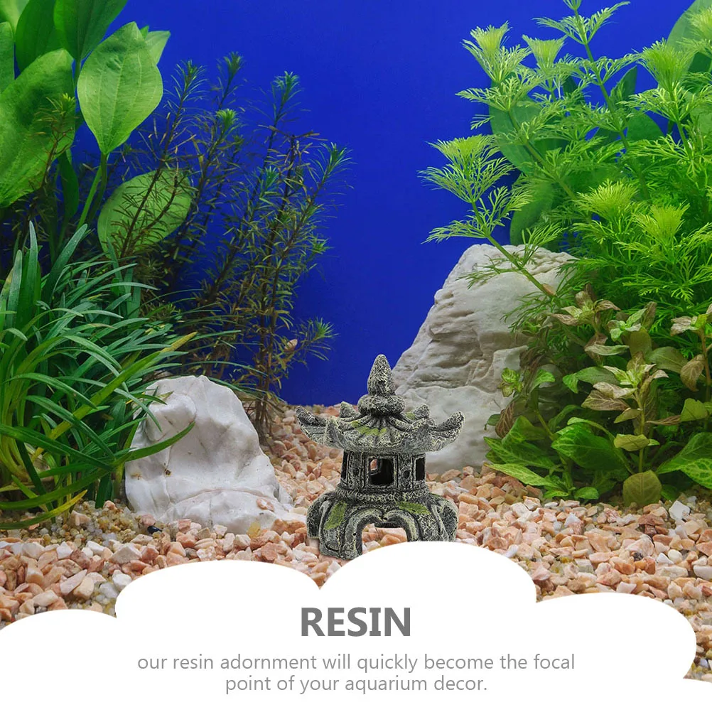 

2Pcs Fish Tank Pavilion Adornment Resin Craft Safe Fresh Salt Water Fish Hiding Place Aquarium Decorative Craft