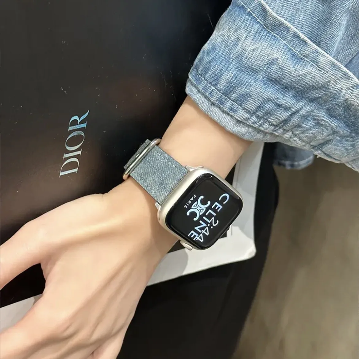 Large Denim Apple Watch Band Suitable for Applewatchs9 New Iwatch678se Intelligent Universal