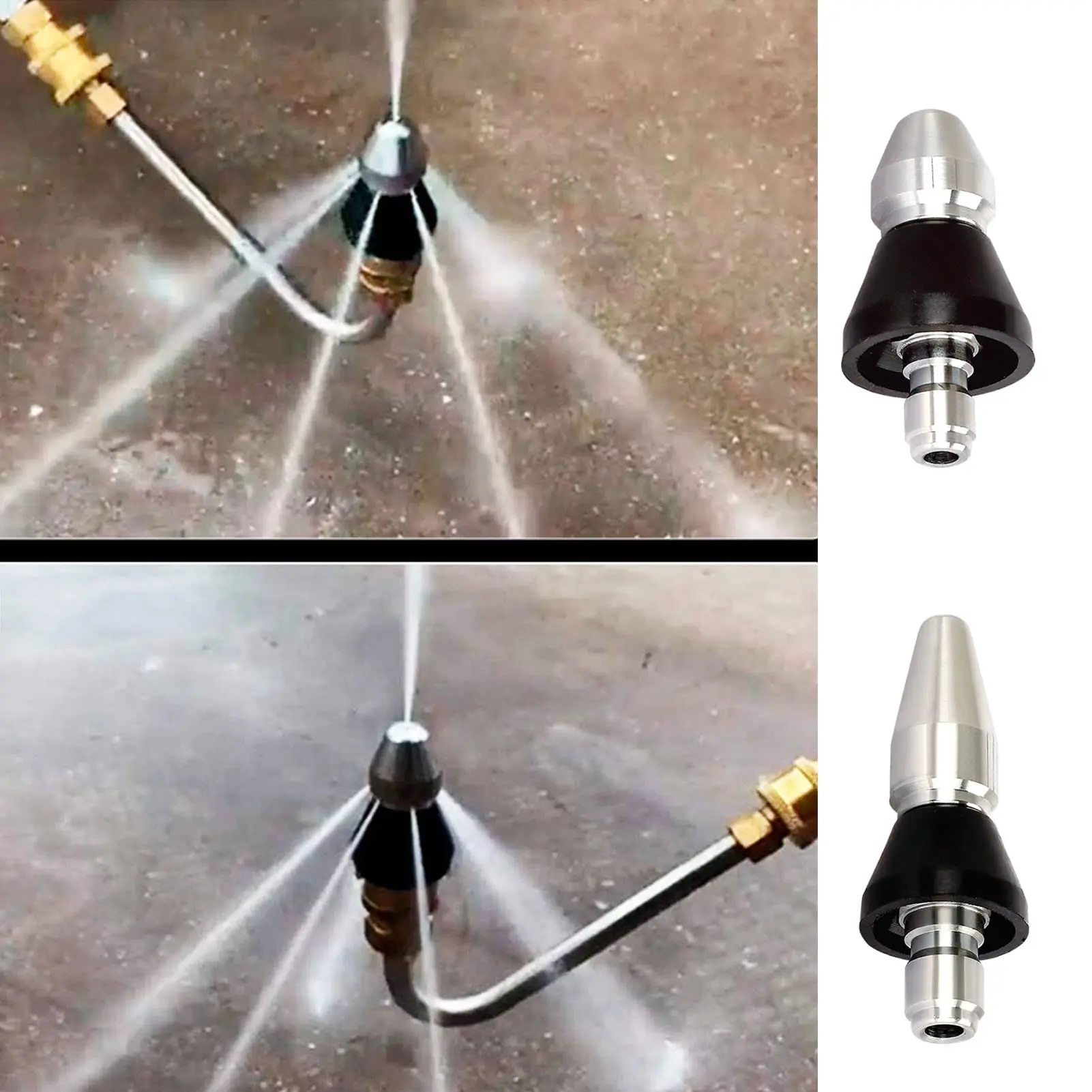 Sewer Cleaning Tool High Pressure Nozzle Pipe Dredging Cleaning Nozzle 1 Front 6 Rear 1/4\'\' 6 Jet Nozzle Drain Cleaning Tool