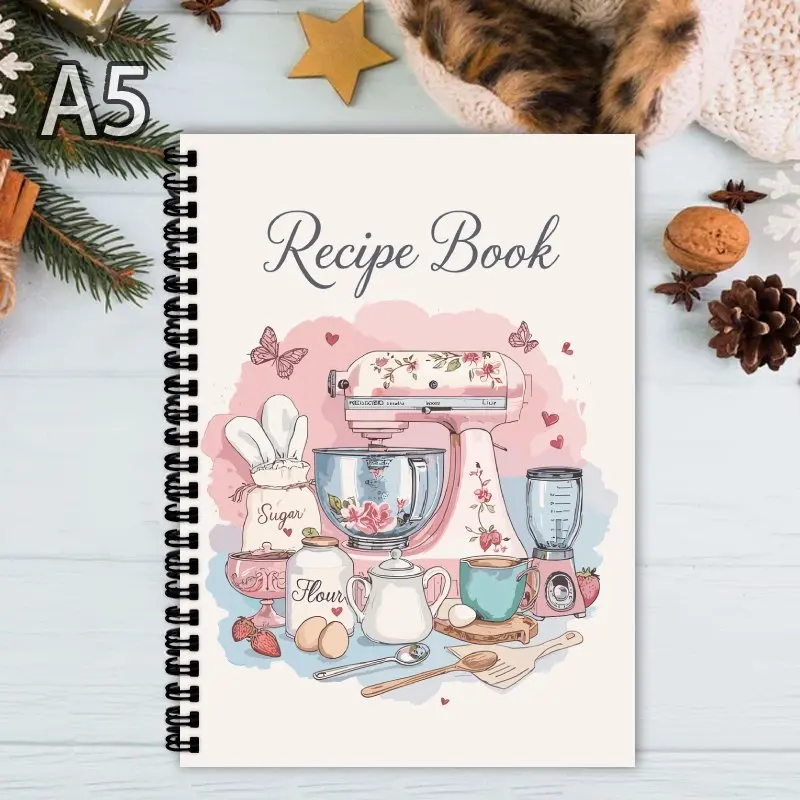Cuaderno de recetas A5, adecuado para entusiastas de la cocina, es un regalo ideal para amantes de la comida, planificadores de recetas y organizadores de cocina.