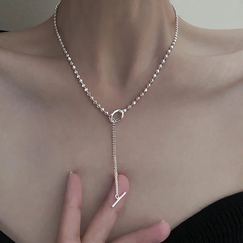 

925 Sterling Silver Necklace For Women Adjustable Necklace Adjustbale Small Beads Choker Necklaces Birthday Gift Chocker
