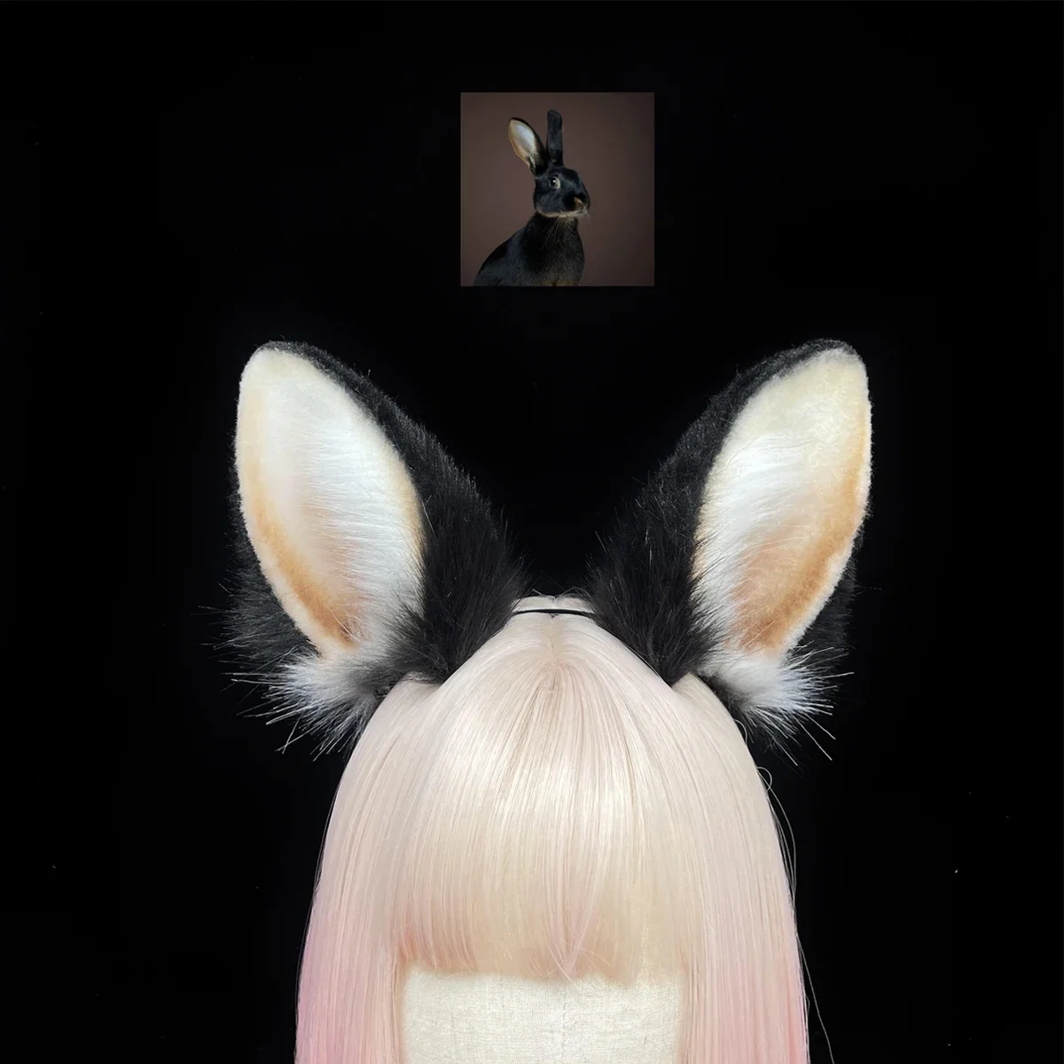Custom Halloween Anime Snow Rabbit Ear Lovely Grass Rabbit KC Hair Hoop for Lolita Cosplay Costume Accessories
