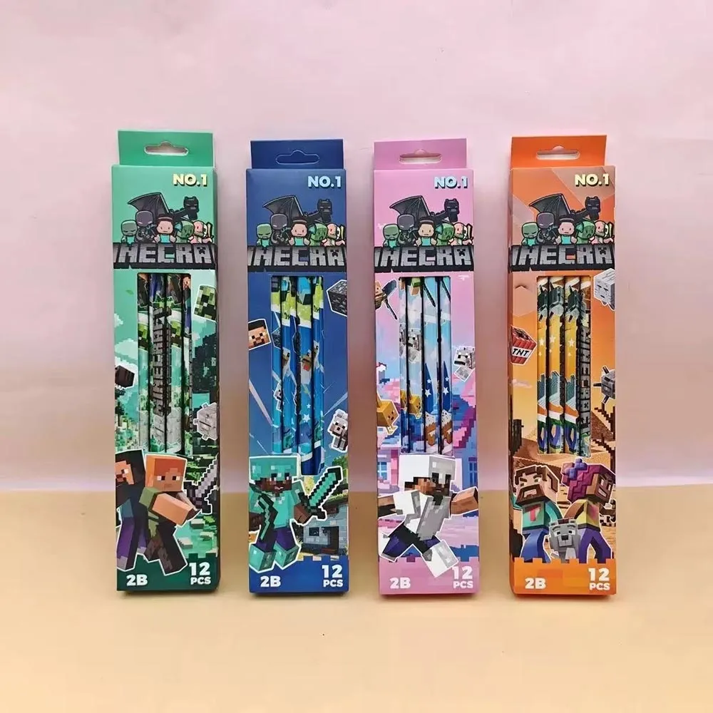 12/48Pcs Pencil Set High Appearance Level Game Theme 2B Pencil Special Wood Pen Stationery Birthday Gift for Boys Girls