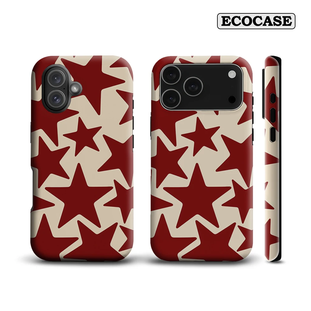 حافظة لهاتف آيفون 17 باللون العنابي ستار سكاتر آيفون 17 16 15 14 13 12 برو ماكس بلس غطاء خلفي مزدوج الطبقة