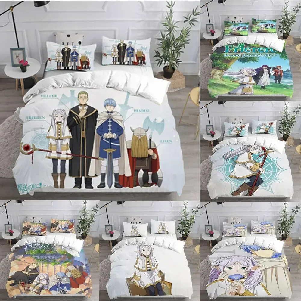 3D Print Anime Frieren Bedding Set Boys Girls Twin Queen King Size Duvet Cover Pillowcase Bed boys Adult Home Textileextile