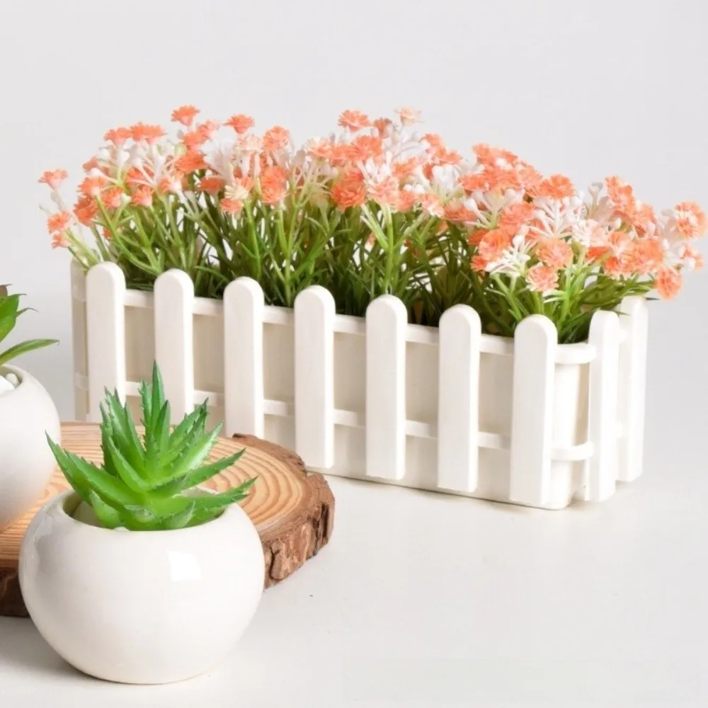 Small Fence Flowerpot Rustic Style Greenery Container Flower Arrangement Garden Decoration Planter Box Wedding Decoration