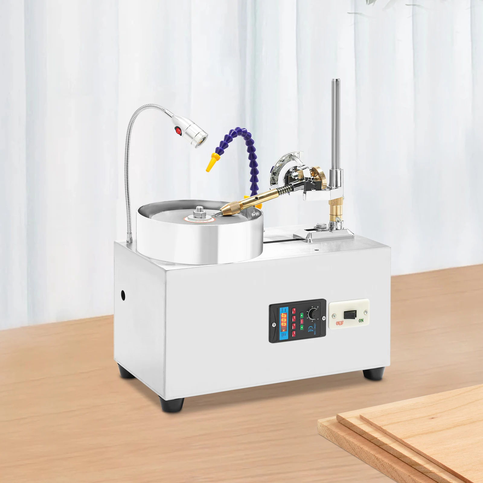 

180W Gem Faceting Machine 2800rpm Free Standing Jade Grinding Polishing Machine 80N.m Jewel Angle Polisher Anti-slip Mats