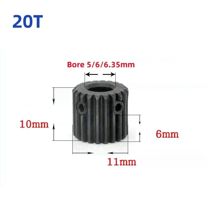 0.5 Mod Spur Gear 20/40 Teeth 45# Steel 0.5M Pinion Gears Bore 5/6/6.35/8/10mm Convex Gear Transmission Motor Accessories