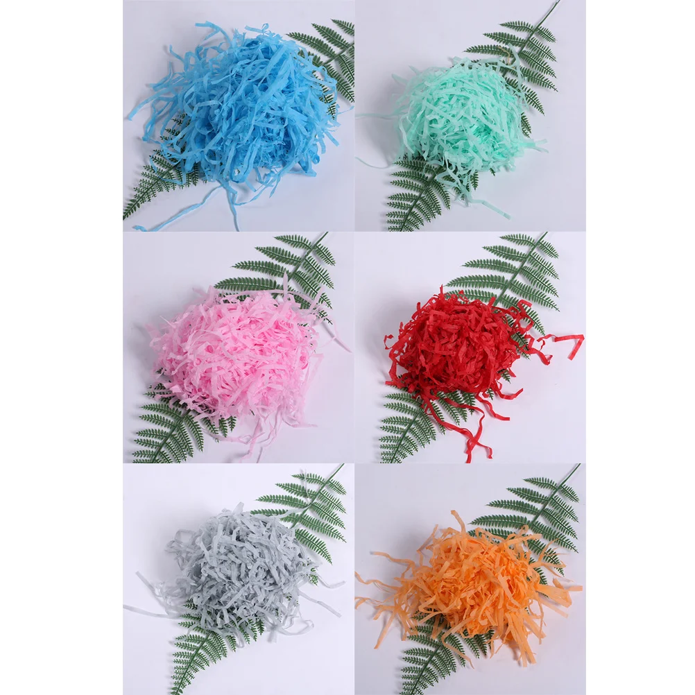 Paquete de materiales de relleno para cajas de recuerdos de boda, seda trituradora de rafia, Color aleatorio, accesorios para cajas de embalaje de cesta de regalo, 1 paquete