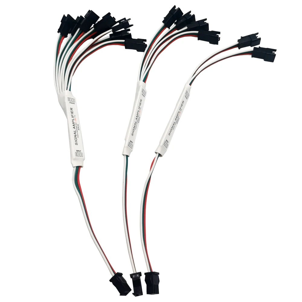 Mini pasek LED TTL wzmacniacz sygnału Repeater do WS2812B WS2811 SK6812 DC5V 3Pin RGBIC adresowalny moduł oświetlenie pikselowe 1 do 2/4/8