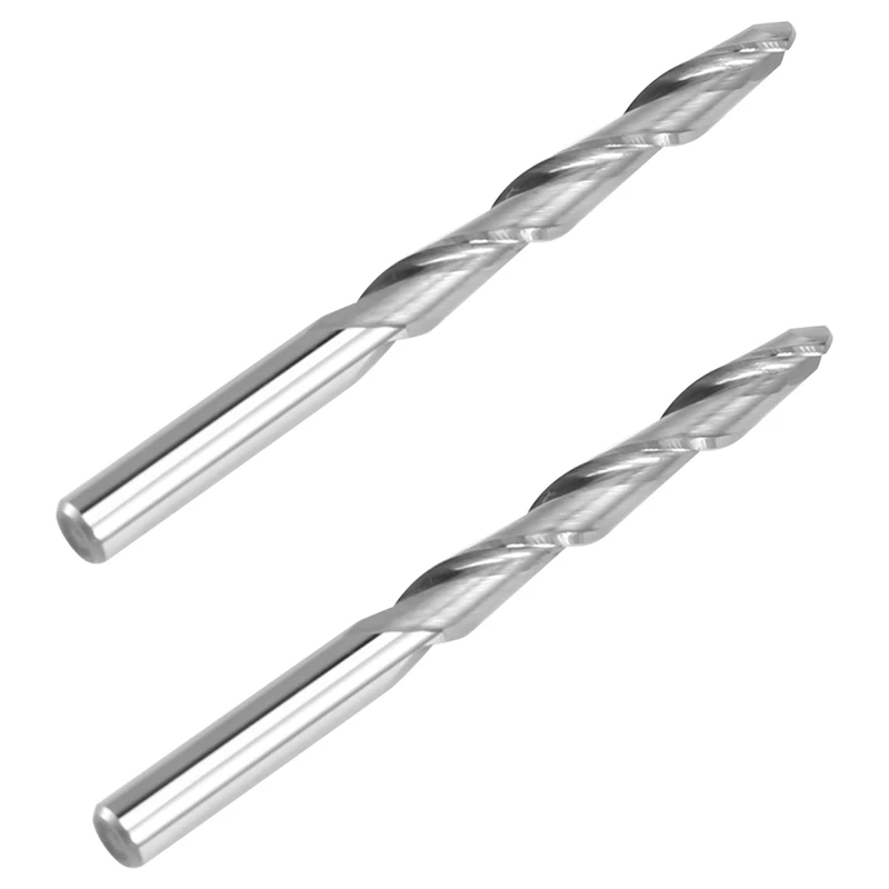 AT51-2PCS 4X28x50mm Shank Spiral Milling Cutter CNC Engraving Carving Router Bit For Woodworking Tool