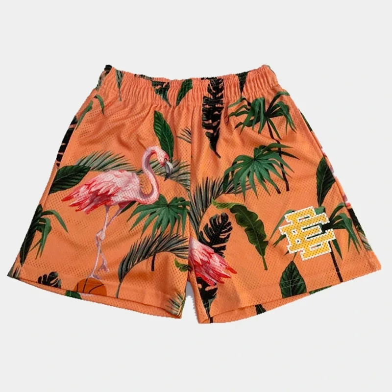 New Summer Eric Emanuel EE Basic Mesh Short Classic Floral Printed Gym Shorts Men's Gym Basketball Sports Beach Shorts