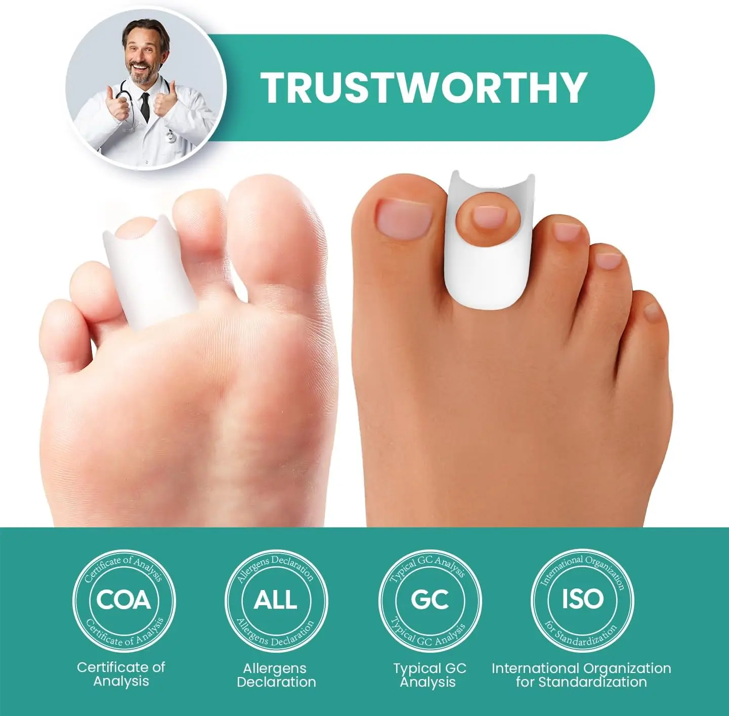 

2Pcs Silicone Gel White Toe Separator Bunion Toes Overlap Orthopedics Hallux Valgus Correction Health Care Foot Clamp Protector