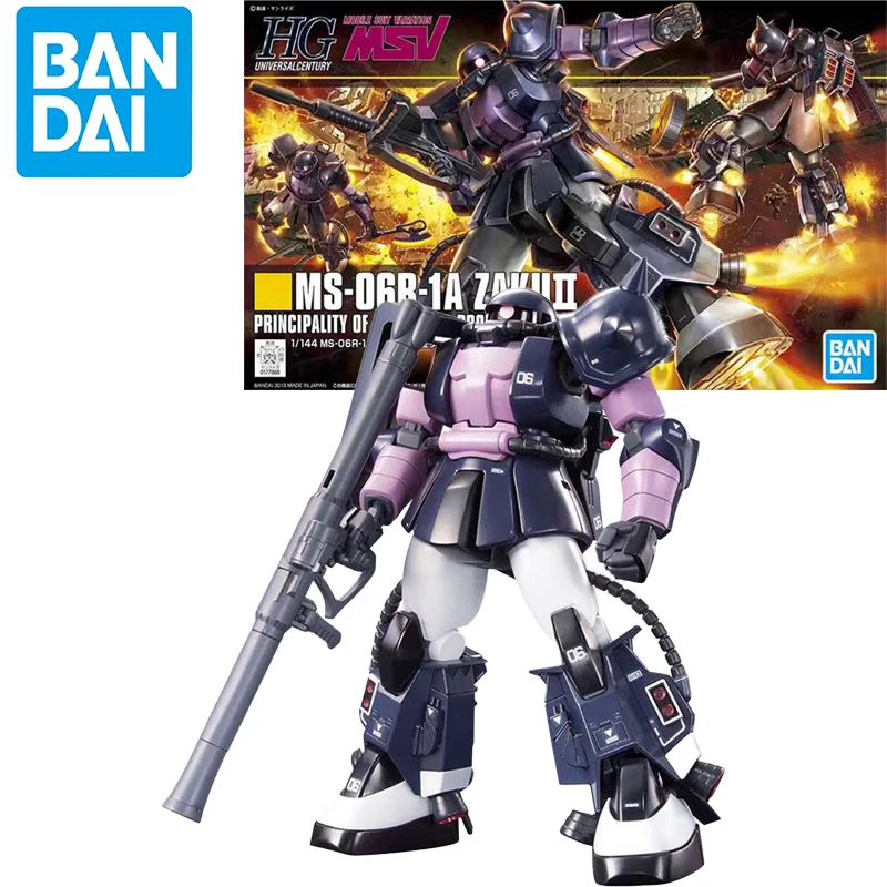 Bandai Gundam MSV HGUC Zaku II Black Tri-stars Color HG 1/144 Model Kit Action Figure Model Gift Collection for Kids