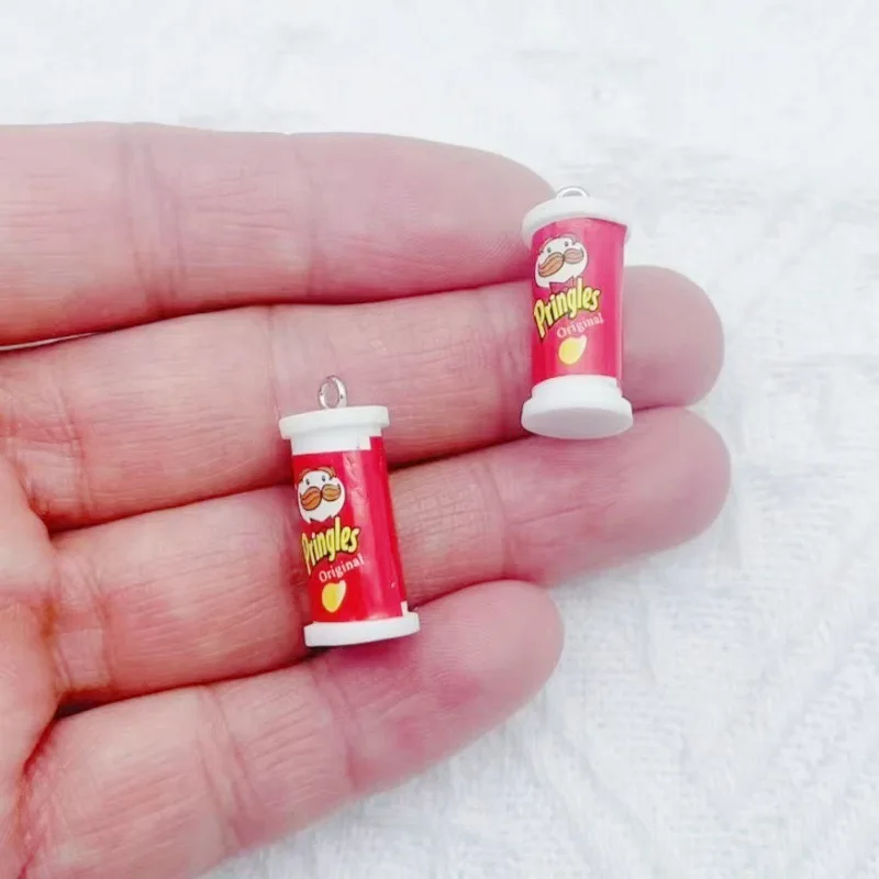 10pcs Simulation 3D Bucket Potato Chips Snack Resin Pendant DIY Jewelry Accessories Earrings Keychain Hair Accessories view 4