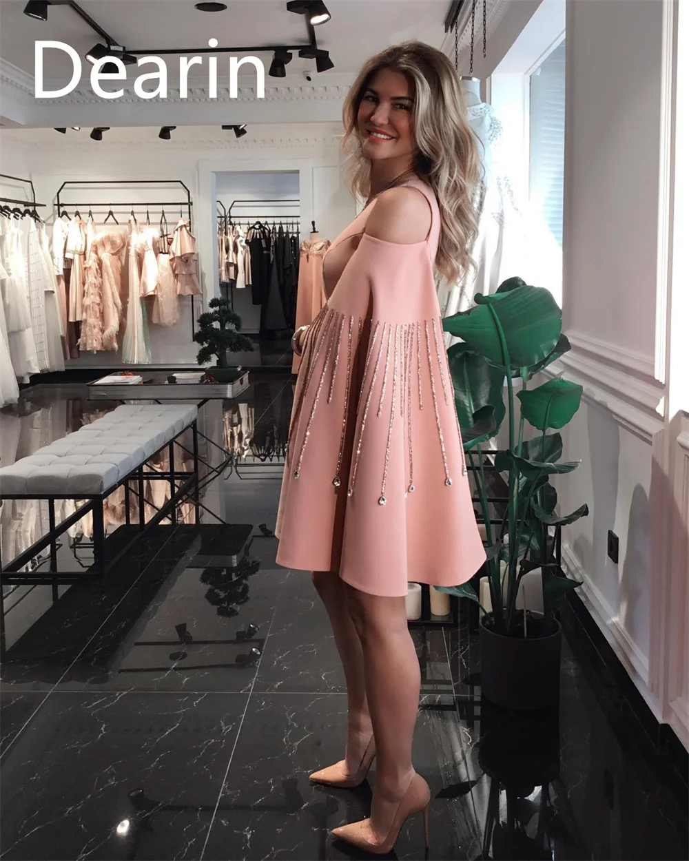 Customized Evening Dress Prom Gown Party Occasion Formal YPMWZX V-neck A-line FMini Length Skirts Stole Bespoke  Dresse