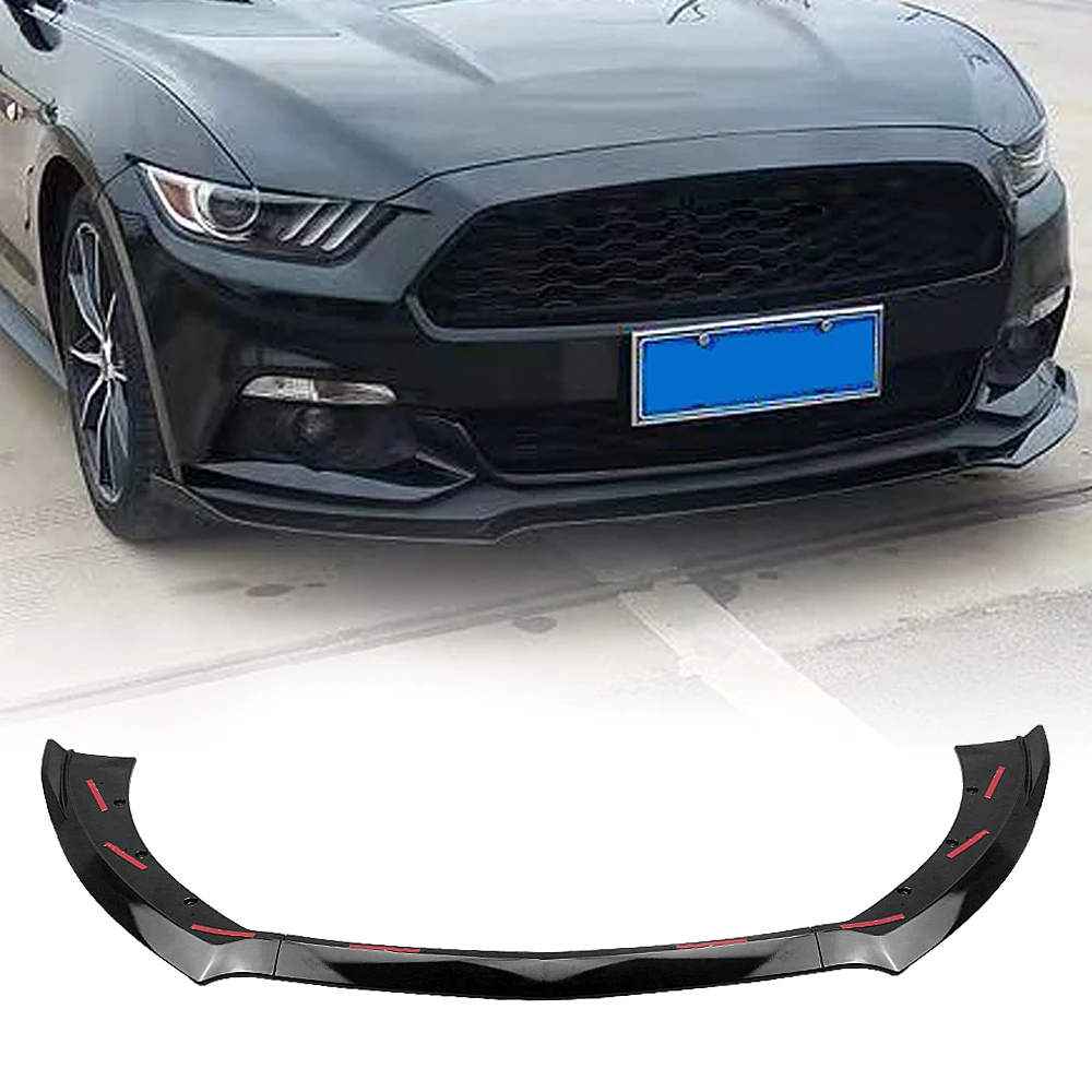 

Front Bumper Spoiler Lip For Ford Mustang 2015 2016 2017 Glossy Black Lower Guard Plate Splitter Lippe Board Blade Body Kit