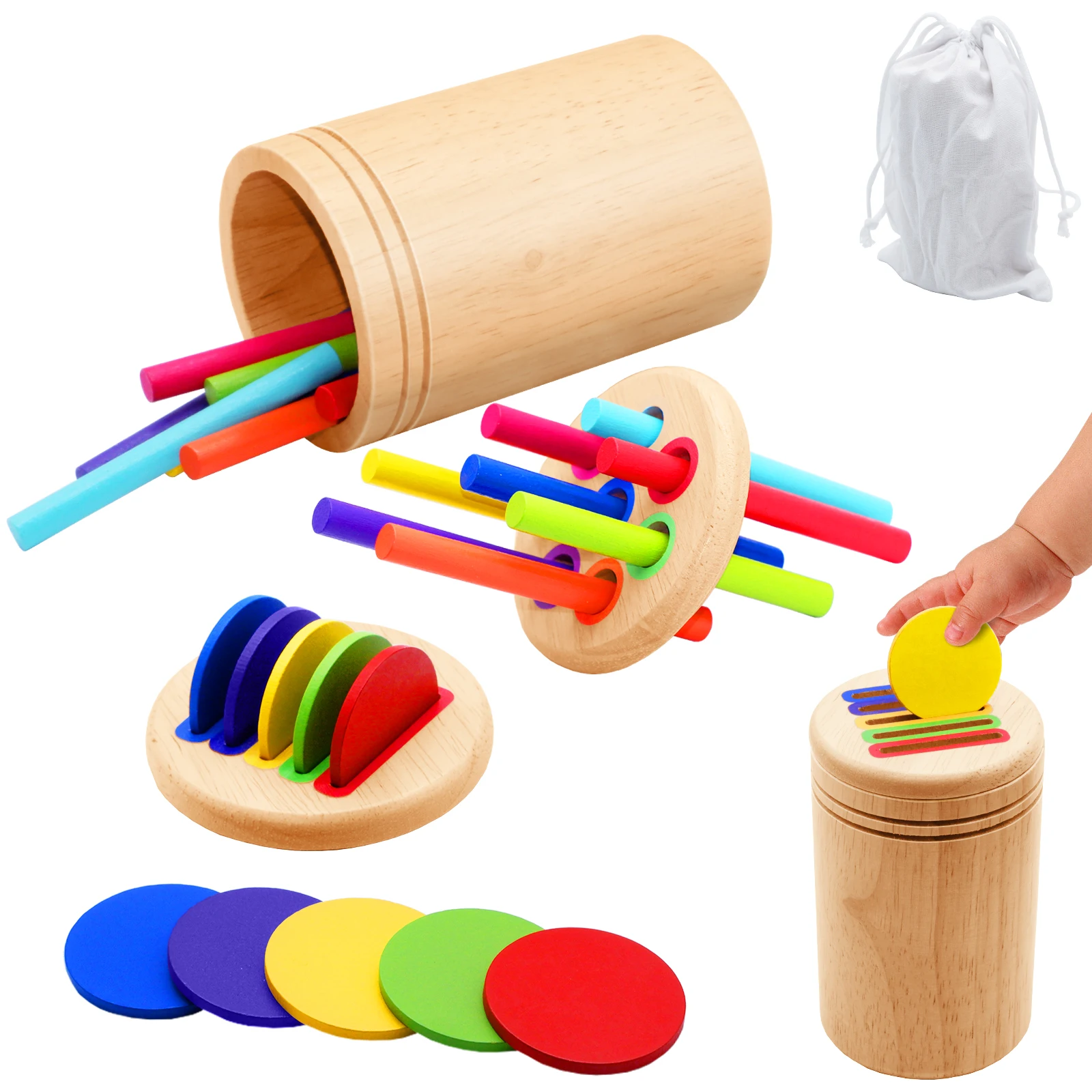 Holz Passende Spielzeuge Montessori Farbe Passenden Sortierung Stick Balance Spielzeug Feinmotorik Mathematik Lernen Pädagogisches Spielzeug Kinder – Detail 3