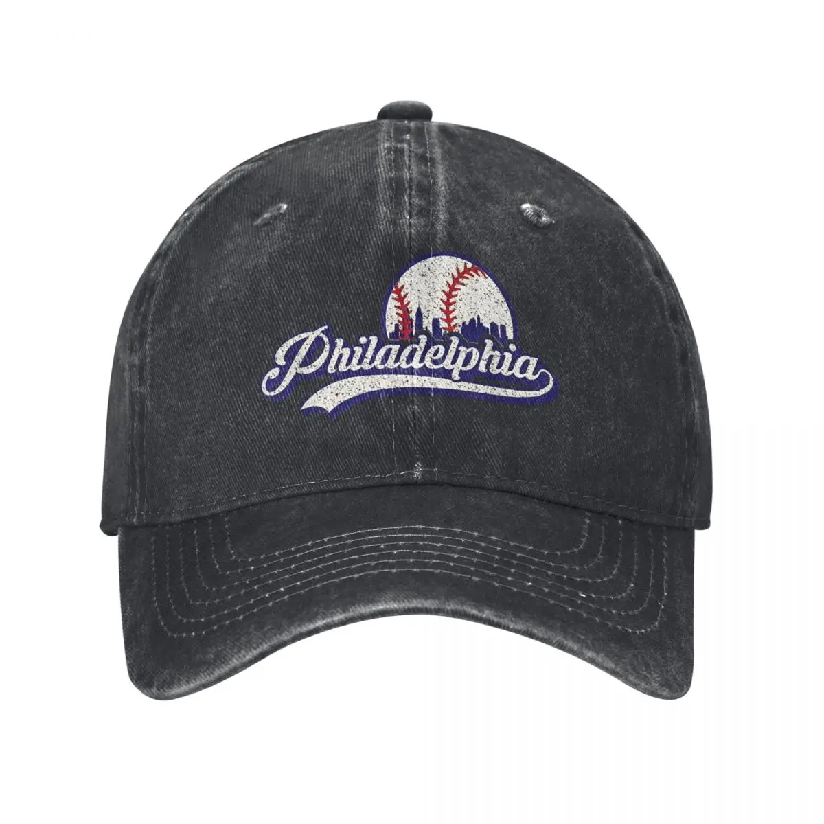 Distressed Philly Baseball Lovers Baseball Caps Vintage Denim Vintage Phillies Snapback Hat Unisex Outdoor Workouts Adjustable