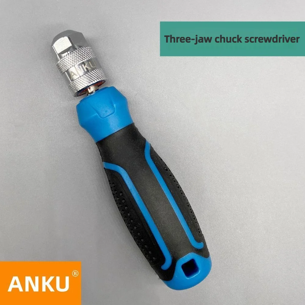 ANKU Three Jaw Chuck Multifunctional Screwdriver 6.35mm Quick Release Screwdrivers CRV Alloy 1/4 Inch Hex Drive Hand Tools