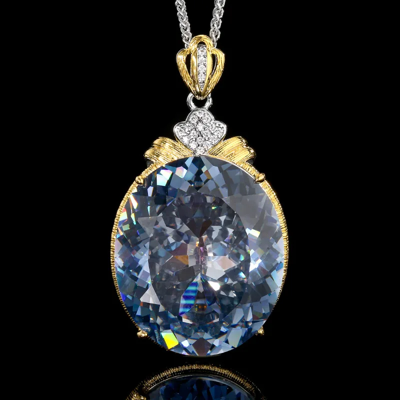 مائة قطع البيضاوي قلادة قلادة تألق 25*30 مللي متر البيض الكبير 5A الصف الحجر مع 55 سنتيمتر سلسلة عنق مجوهرات الأزياء اكسسوارات #2