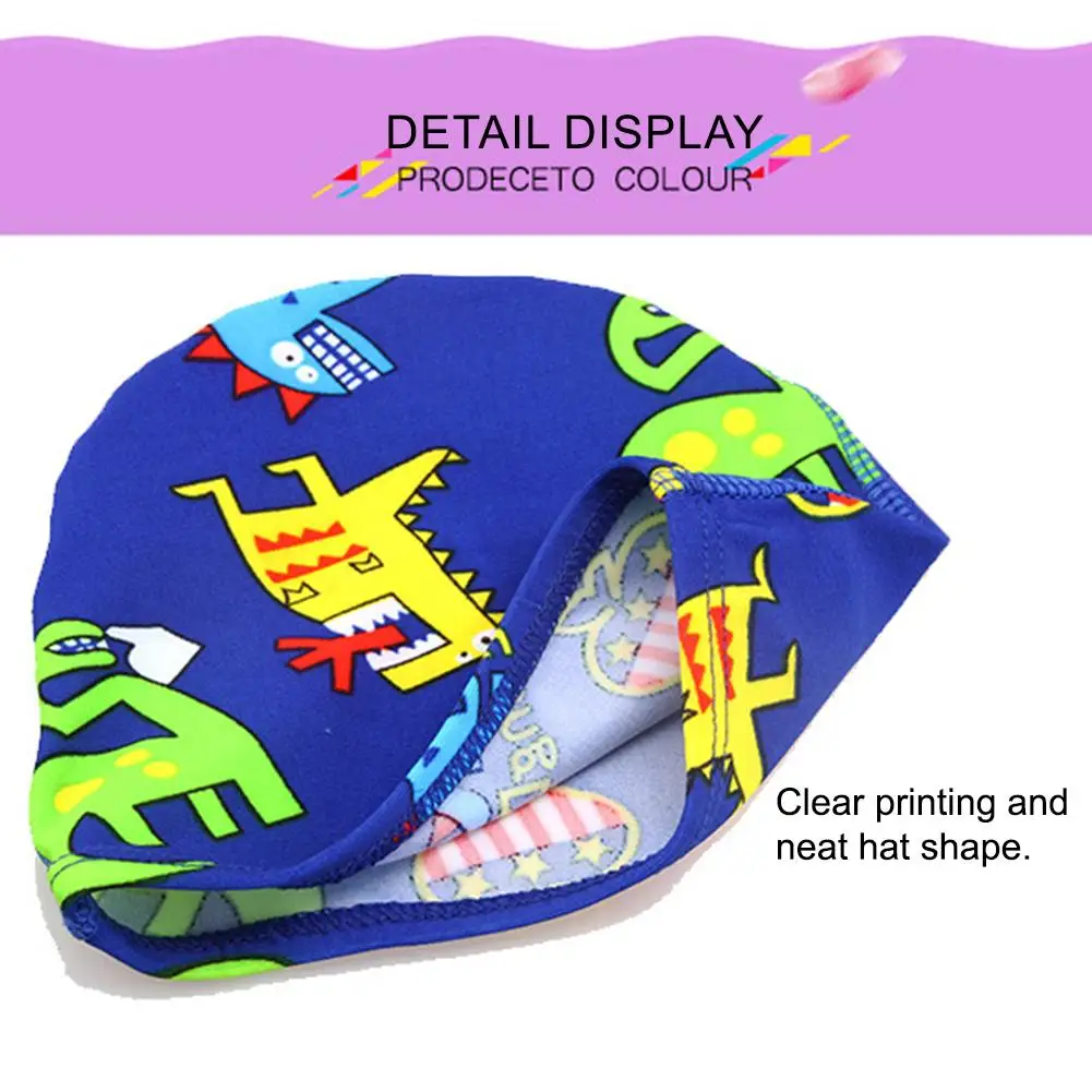 Desenhos animados bonés de natação para meninos e meninas, High Elastic Sports Hat para crianças, Piscina de natação protege orelhas, Impressão digital, banho, mergulho chapéus