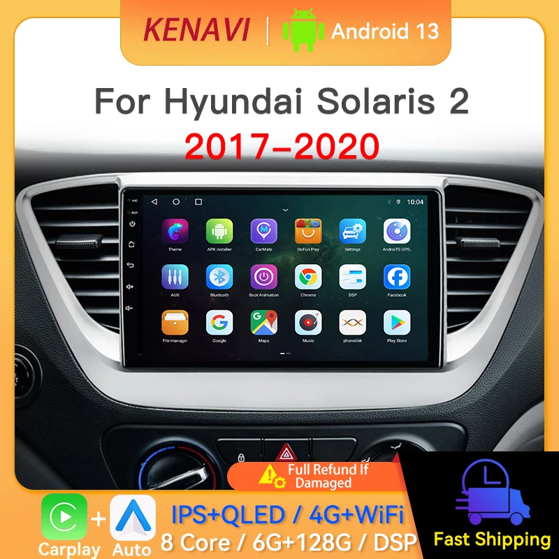 

Car Stereo Radio For Hyundai Solaris 2 Verna Accent 2017-2020 RDS GPS Navigation Wireless Carplay Android Auto Multimedia Player