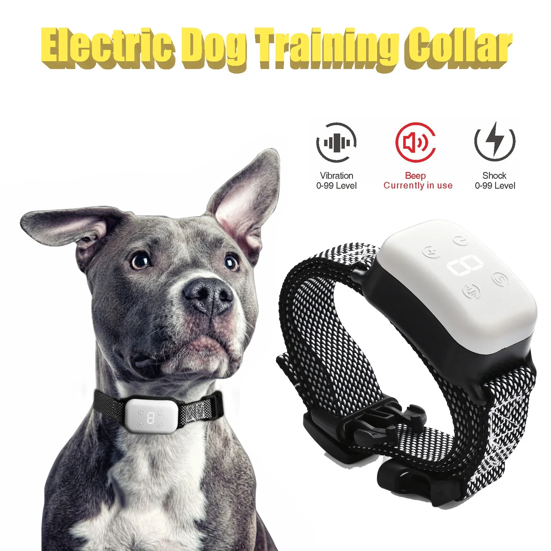 

Waterproof Anti Bark Collar Electric Dog Training Device Pet Dog Automatic Bark Collar No Barking Stop Rechargealbe for Dog New