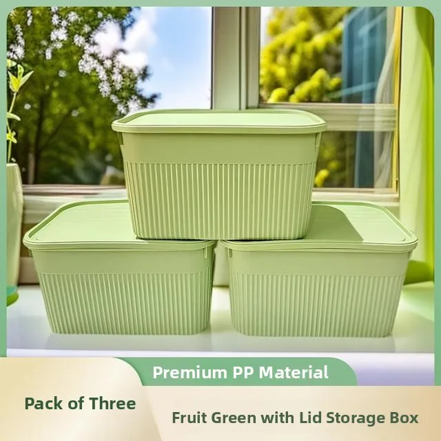 

Трехслойный зеленый контейнер для хранения фруктов с крышкой в скандинавском стиле, органайзер для пультов, носков и косметики, пластиковый материал