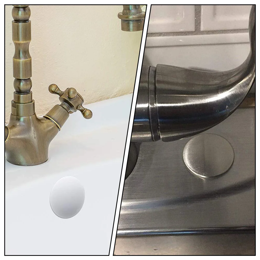 

2pcs Kitchen Sink Cover Hole Covers Stainless Steel Tap Hole Cover For Washing Basin Plug Holes Sink Accessories
