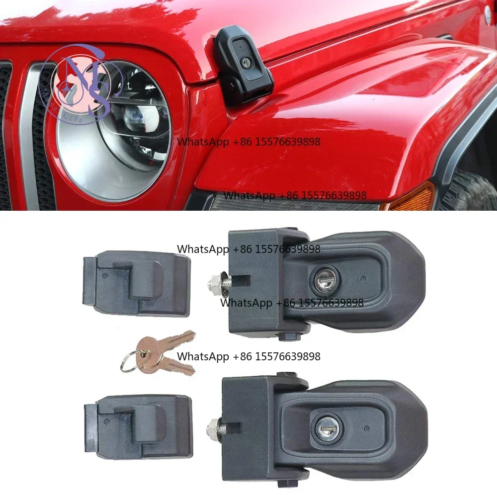 ZOCI-FOR- Left Right Hood Lock Catch Latch Kit With 2 Keys For Jeep Wrangler JL Gladiator JT 2018-2023