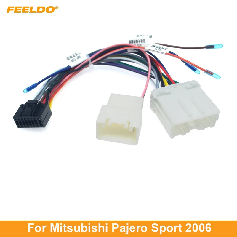 

FEELDO 1PC Car Radio Audio 16PIN Adaptor Wiring Harness For Mitsubishi Pajero Sport Power Calbe Wire Plug Harness